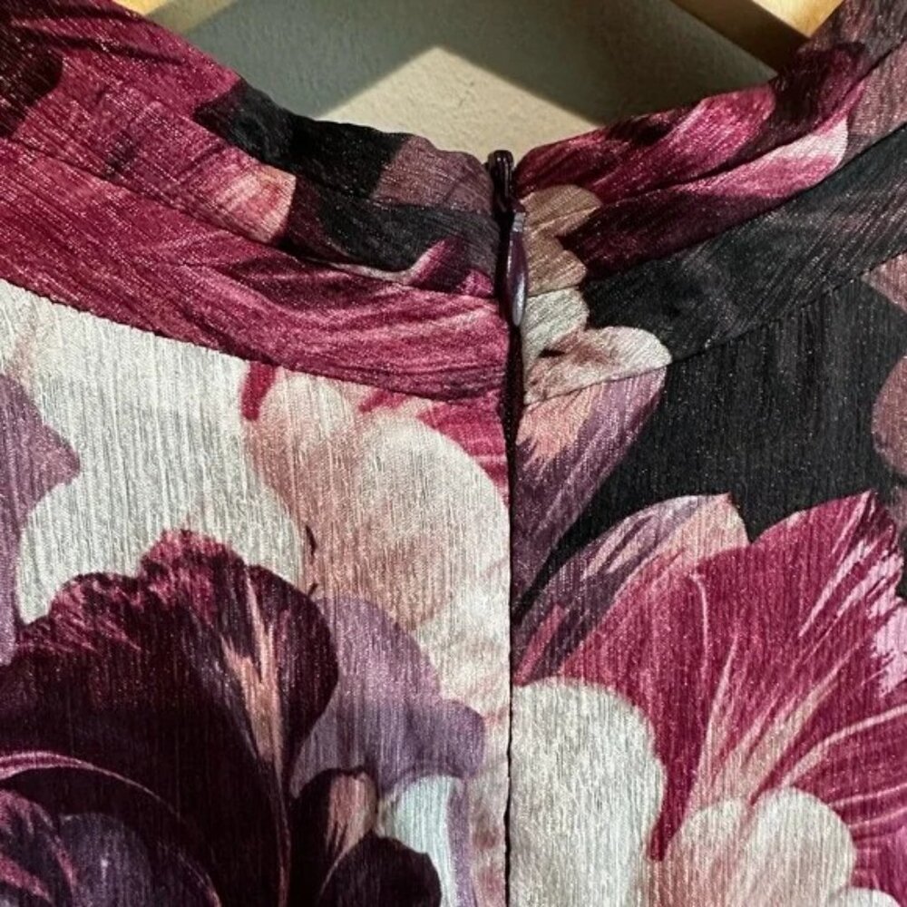 NWT London Times Pink Floral Crepe Vneck Sleeveless Dress 12 - Picture 4 of 12